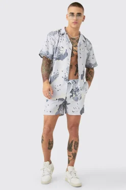 Oversized Ripstop Camo Shirt & Short Swim Short Set | BoohooMAN UK