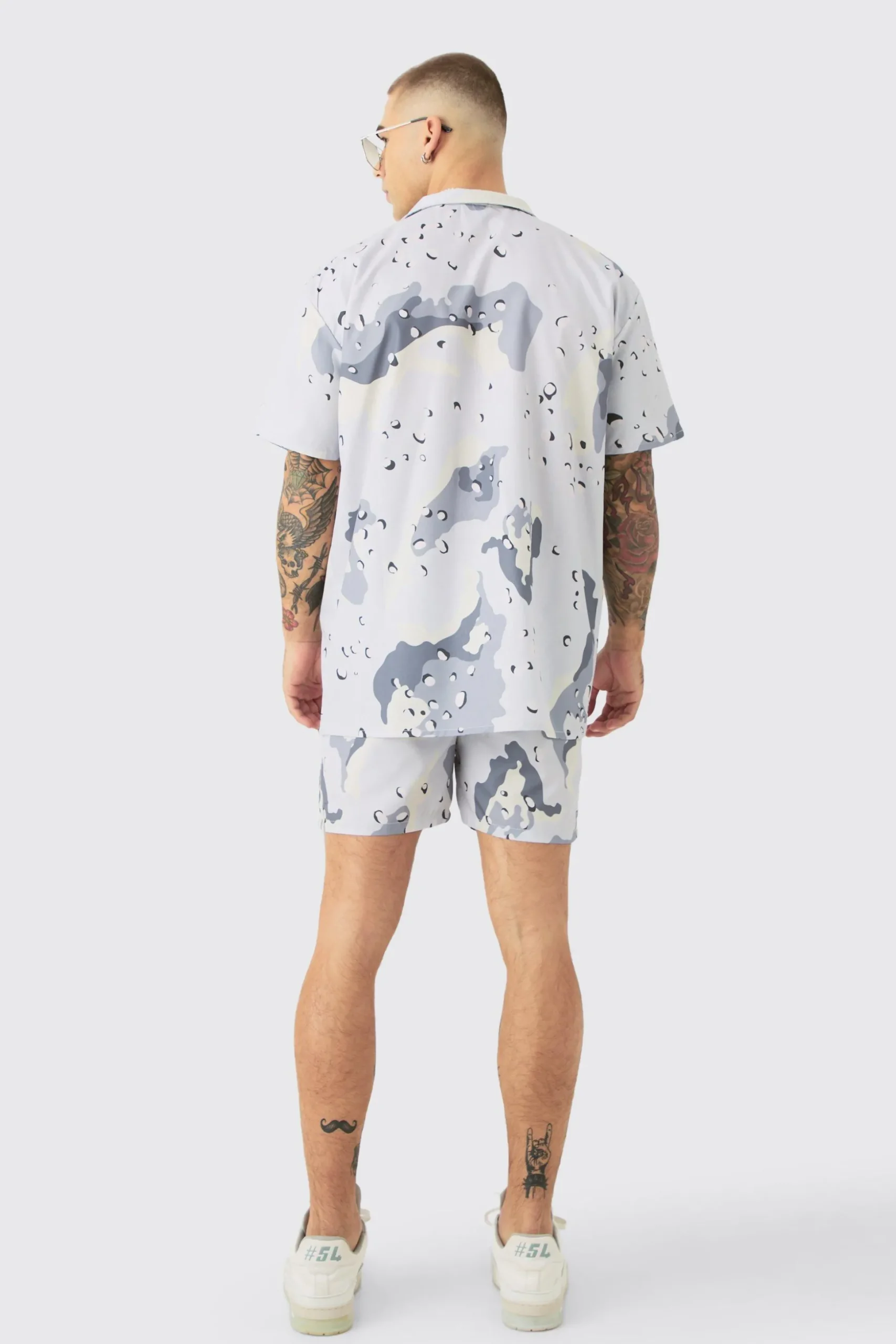 Oversized Ripstop Camo Shirt & Short Swim Short Set | BoohooMAN UK