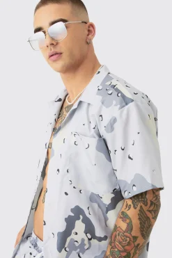 Oversized Ripstop Camo Shirt & Short Swim Short Set | BoohooMAN UK