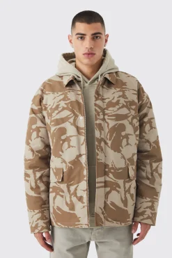 Oversized Ripstop Camo Trucker | BoohooMAN UK