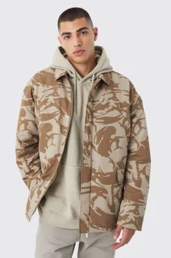 Oversized Ripstop Camo Trucker | BoohooMAN UK