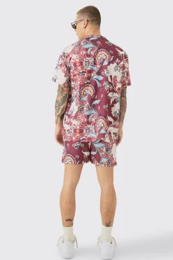 Oversized Ripstop Floral Shirt & Swim Short Set | BoohooMAN UK