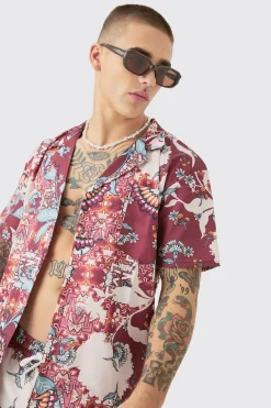 Oversized Ripstop Floral Shirt & Swim Short Set | BoohooMAN UK
