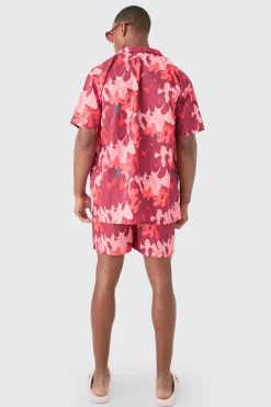 Oversized Ripstop Graffiti Shirt & Mid Swim Short Set | BoohooMAN UK