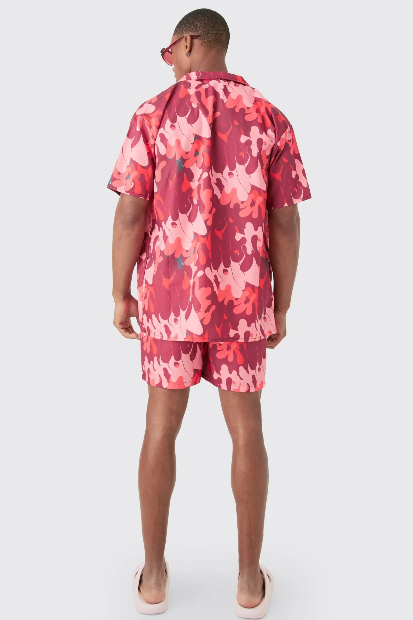 Oversized Ripstop Graffiti Shirt & Mid Swim Short Set | BoohooMAN UK