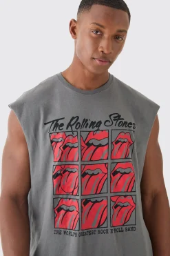 Oversized Rolling Stones License Tank | BoohooMAN UK
