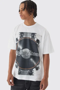 Oversized Rolling Stones Record License Print T-Shirt | BoohooMAN UK