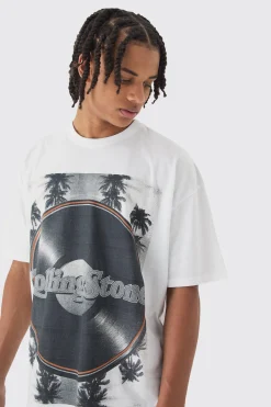 Oversized Rolling Stones Record License Print T-Shirt | BoohooMAN UK