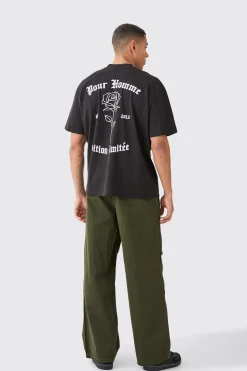 Oversized Rose Line Drawing T-shirt | BoohooMAN UK