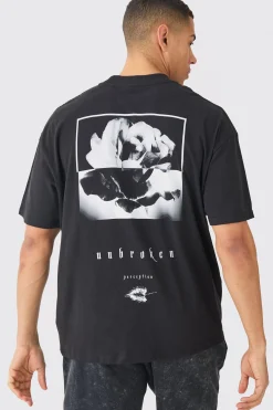 Oversized Rose Print T-shirt | BoohooMAN UK