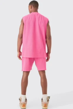 Oversized Rose Skull Waffle Large Printed Tank & Shorts Set | BoohooMAN UK