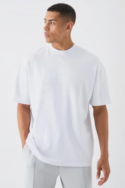 Oversized Rubber Print Heavyweight T-shirt | BoohooMAN UK
