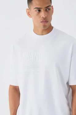 Oversized Rubber Print Heavyweight T-shirt | BoohooMAN UK
