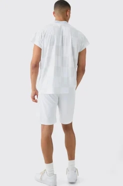 Oversized Rugby Dropped Shoulder Checkerboard Pique T-shirt | BoohooMAN UK