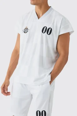Oversized Rugby Dropped Shoulder Checkerboard Pique T-shirt | BoohooMAN UK