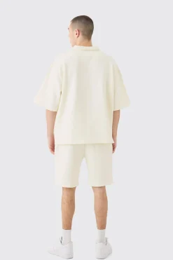 Oversized Rugby Revere Half Sleeve Sweat & Shorts Set | BoohooMAN UK