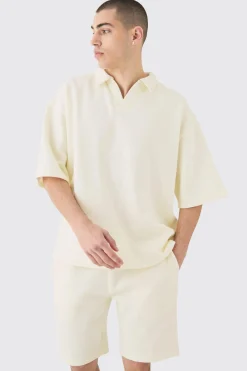 Oversized Rugby Revere Half Sleeve Sweat & Shorts Set | BoohooMAN UK