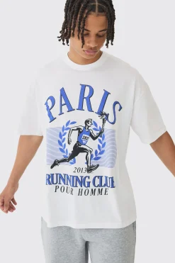 Oversized Running Club Print T-Shirt | BoohooMAN UK