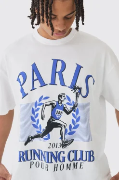 Oversized Running Club Print T-Shirt | BoohooMAN UK