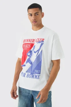 Oversized Running Club Print T-Shirt | BoohooMAN UK