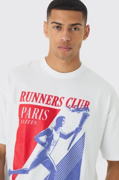 Oversized Running Club Print T-Shirt | BoohooMAN UK