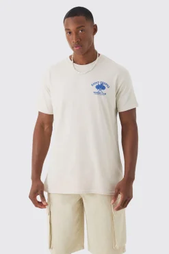 Oversized Saint Tropez Print T-shirt | BoohooMAN UK