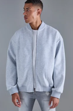Oversized Salt And Pepper Melton Bomber | BoohooMAN UK