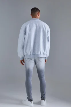 Oversized Salt And Pepper Melton Bomber | BoohooMAN UK