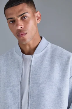Oversized Salt And Pepper Melton Bomber | BoohooMAN UK