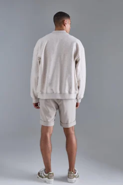 Oversized Salt And Pepper Melton Bomber | BoohooMAN UK