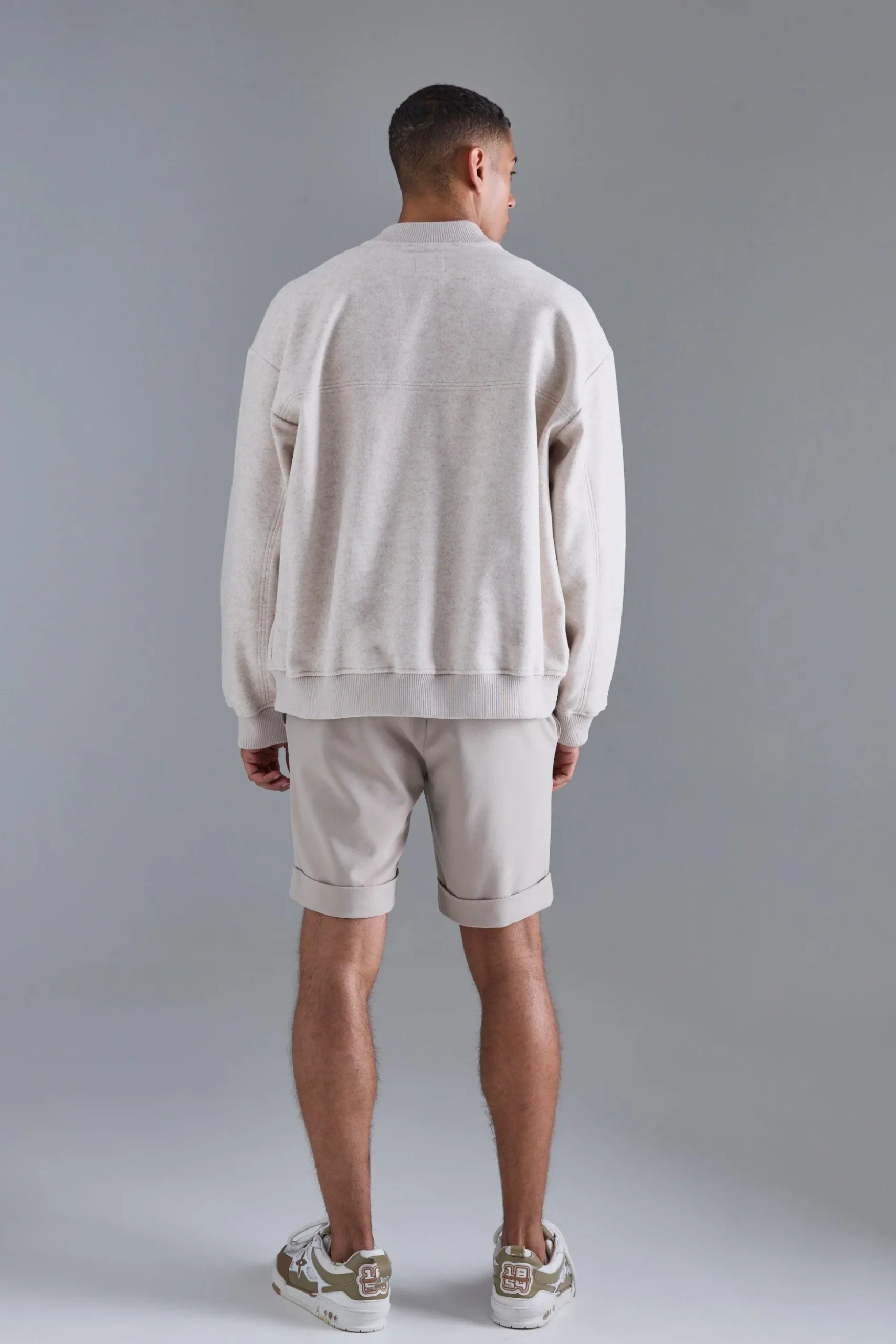 Oversized Salt And Pepper Melton Bomber | BoohooMAN UK