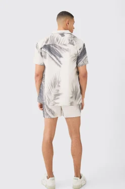 Oversized Satin Branch Print Shirt And Short | BoohooMAN UK