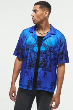 Oversized Satin Exclusive Collection Revere Shirt | BoohooMAN UK