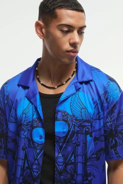 Oversized Satin Exclusive Collection Revere Shirt | BoohooMAN UK