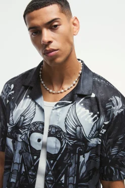 Oversized Satin Exclusive Collection Revere Shirt | BoohooMAN UK