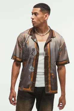 Oversized Satin Floral Shirt | BoohooMAN UK