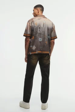 Oversized Satin Floral Shirt | BoohooMAN UK