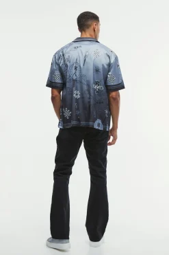 Oversized Satin Floral Shirt | BoohooMAN UK