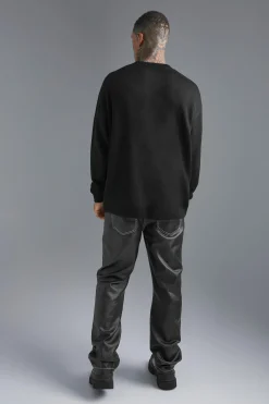 Oversized Scribble Face Knitted Jumper | BoohooMAN UK