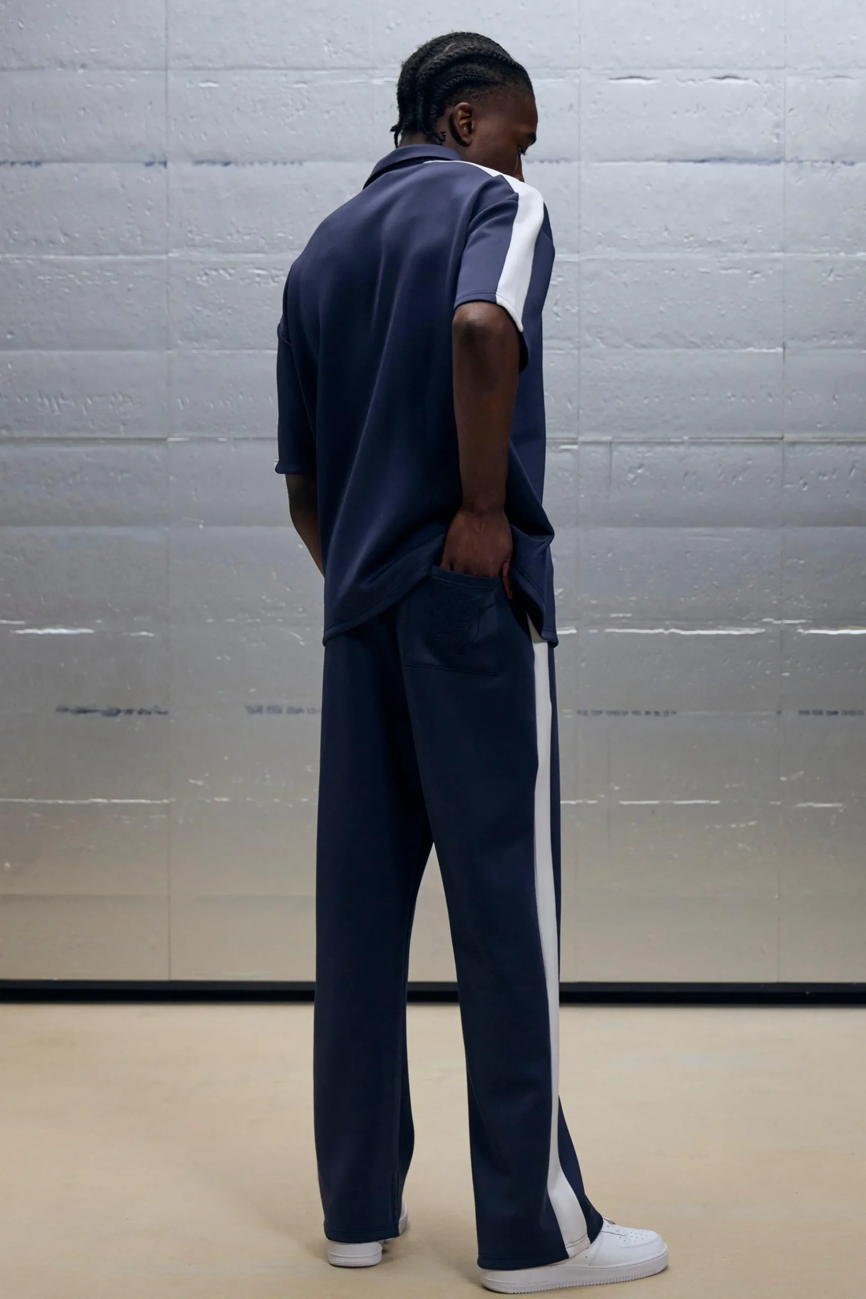 Oversized Scuba Colour Block Panel Polo & Jogger Set | BoohooMAN UK