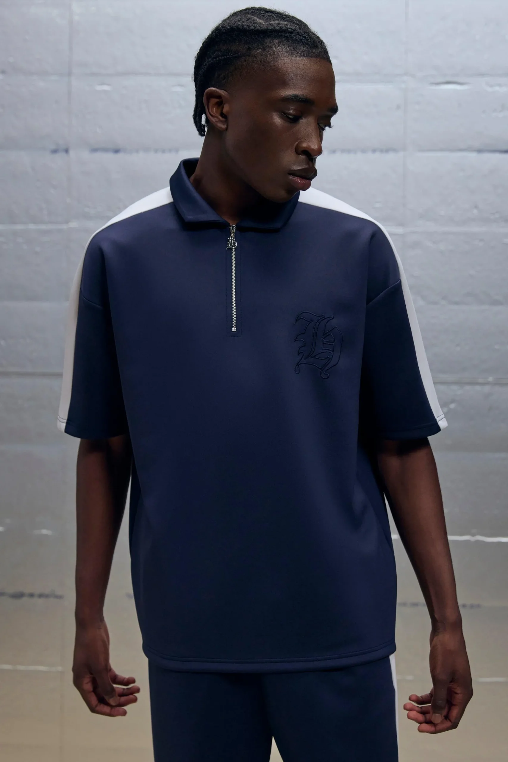 Oversized Scuba Colour Block Panel Polo & Jogger Set | BoohooMAN UK