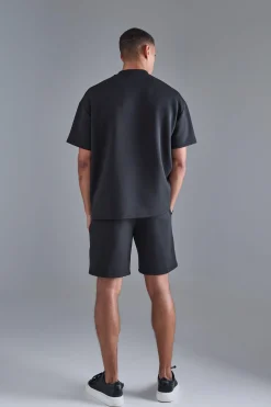 Oversized Scuba T-shirt & Relaxed Short Set | BoohooMAN UK