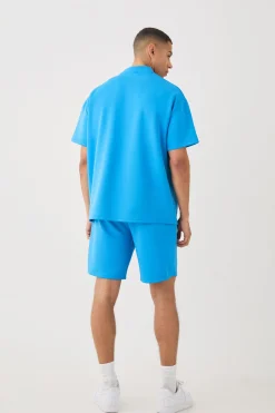 Oversized Scuba T-shirt & Relaxed Short Set | BoohooMAN UK