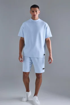 Oversized Scuba T-shirt & Relaxed Short Set | BoohooMAN UK