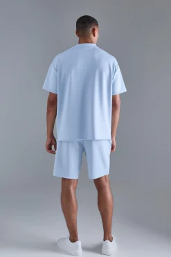 Oversized Scuba T-shirt & Relaxed Short Set | BoohooMAN UK