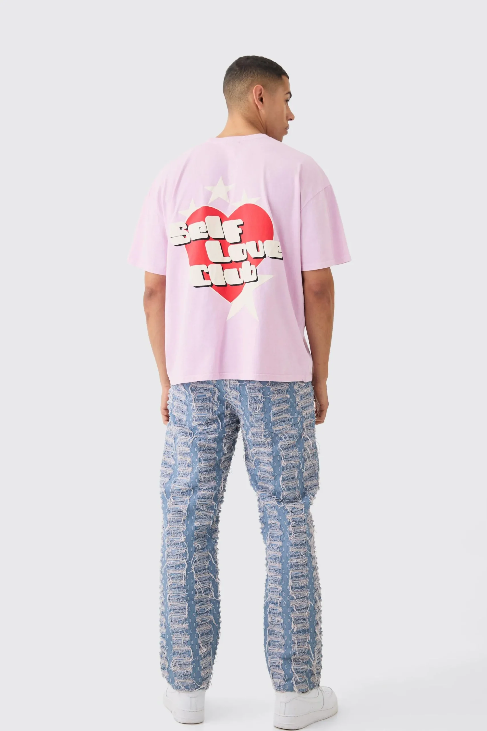 Oversized Self Love Club Back Print T-shirt | BoohooMAN UK