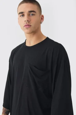 Oversized Semi Sheer Pocket Half Sleeve T-shirt | BoohooMAN UK