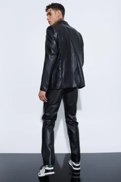 Oversized Shawl Collar Pu Blazer | BoohooMAN UK