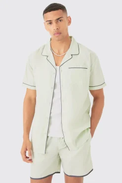 Oversized Shirt & Short Set | BoohooMAN UK