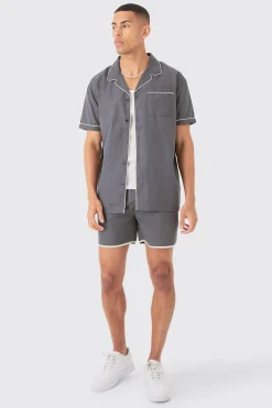 Oversized Shirt & Short Set | BoohooMAN UK